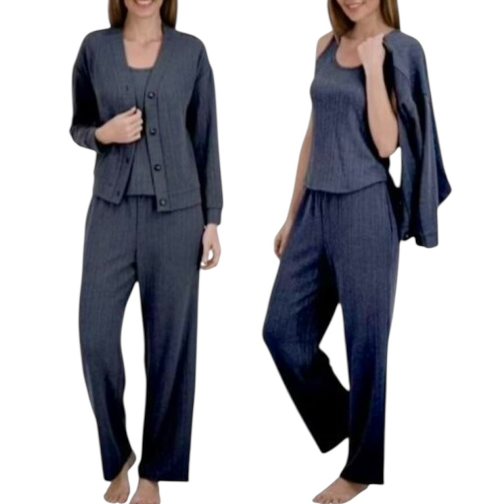 NWT 3PC Live 2 Lounge 3 Piece Textured Navy Lounge Set